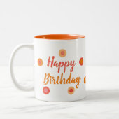 Happy Birthday Orange Zweifarbige Tasse (Links)