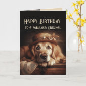 Happy Birthday Original Spaß gut gekleidet Hund Karte (Gelbe Blume)