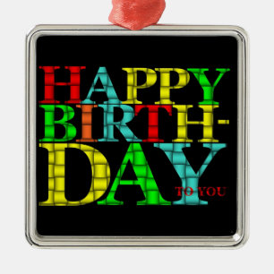 Happy Birthday Ornament Aus Metall
