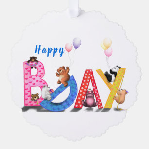 Happy Birthday Ornament Card Baby Bears Party Karte