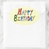 Happy Birthday Ovaler Aufkleber (Tasche)