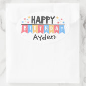 Happy Birthday Ovaler Aufkleber (Tasche)