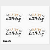 Happy Birthday Ovaler Aufkleber (Blatt)