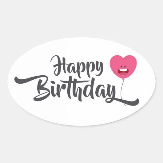 Happy Birthday Ovaler Aufkleber (Vorderseite)