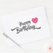 Happy Birthday Ovaler Aufkleber (Umschlag)