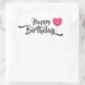 Happy Birthday Ovaler Aufkleber (Tasche)