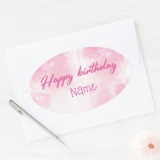 Happy Birthday Ovaler Aufkleber (Umschlag)