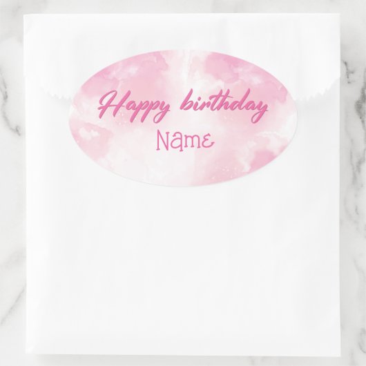 Happy Birthday Ovaler Aufkleber (Tasche)