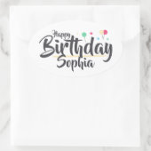 Happy Birthday Ovaler Aufkleber (Tasche)