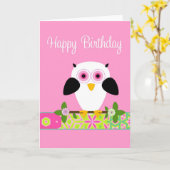 Happy Birthday Owl auf einer String Grußkarte Karte (Gelbe Blume)