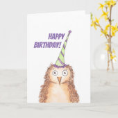 Happy Birthday Owl Karte (Gelbe Blume)