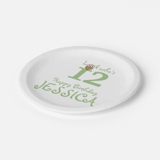 Happy Birthday Owl Pappteller (Schrägansicht)