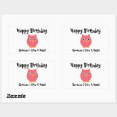 Happy Birthday Owl Pink Funny Hoot Personalize Rechteckiger Aufkleber (Blatt)