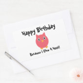 Happy Birthday Owl Pink Funny Hoot Personalize Rechteckiger Aufkleber (Umschlag)