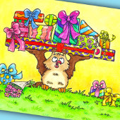 Happy Birthday Owl Postkarte