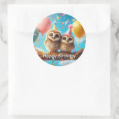 Happy Birthday Owl Runder Aufkleber (Tasche)