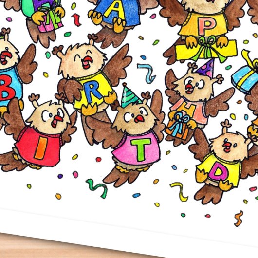 Happy Birthday Owls von Nicole Janes Postkarte