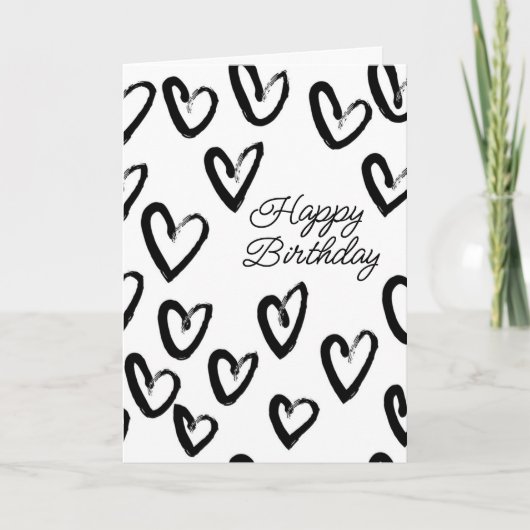 Happy Birthday | Paint Stroke Heart Pattern Karte (Vorderseite)