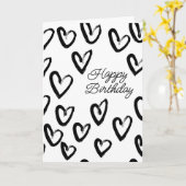 Happy Birthday | Paint Stroke Heart Pattern Karte (Gelbe Blume)