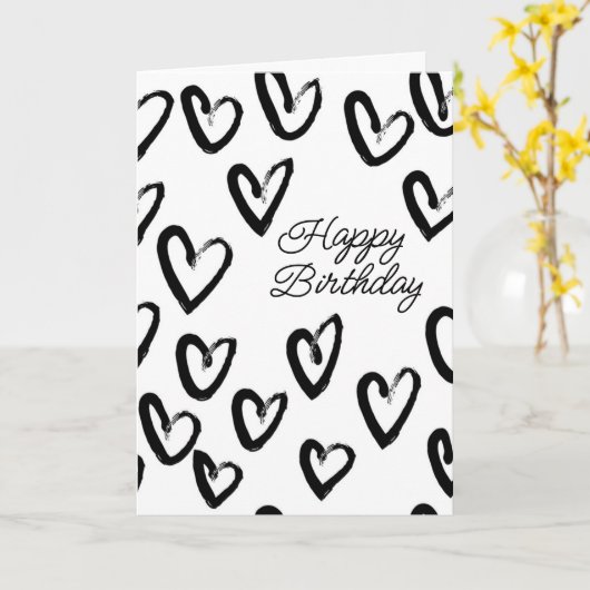 Happy Birthday | Paint Stroke Heart Pattern Karte (Gelbe Blume)