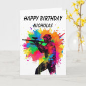 Happy Birthday Paintball Gamer Farbiges Design Karte (Gelbe Blume)