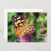 Happy Birthday Painted Lady Butterfly Postcard Postkarte (Vorne/Hinten)