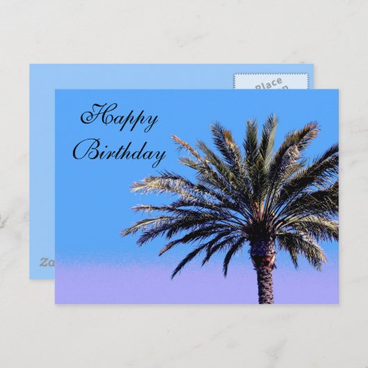 Happy Birthday Palme Postkarte (Vorne/Hinten)