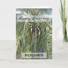Happy Birthday Palmen Bäume Natur Männer personali Karte