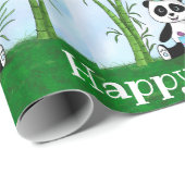 Happy Birthday Panda Party Geschenkpapier (Rolleneckpunkt)
