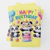 Happy Birthday Pandas Geschenkpapier Set (Beispiel)