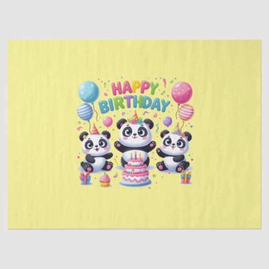 Happy Birthday Pandas Seidenpapier (Vorderseite)
