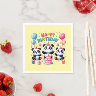 Happy Birthday Pandas Serviette