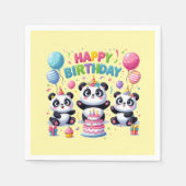 Happy Birthday Pandas Serviette (Vorderseite)