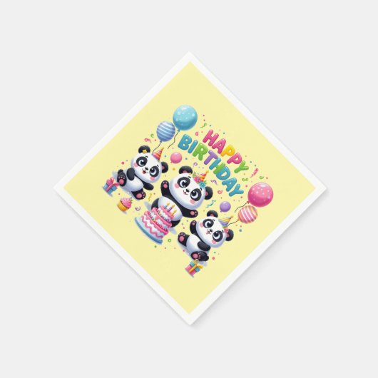 Happy Birthday Pandas Serviette (Ecke)