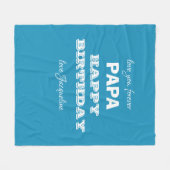 Happy Birthday Papa Chic Script Name Blue Classic Fleecedecke (Vorderseite (Horizontal))
