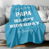 Happy Birthday Papa Chic Script Name Blue Classic Fleecedecke
