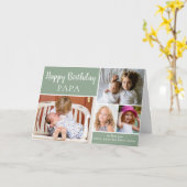 Happy Birthday PAPA Foto Collage Green Card Karte (Gelbe Blume)