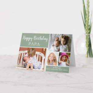 Happy Birthday PAPA Foto Collage Green Card Karte