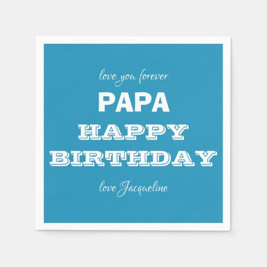 Happy Birthday PAPA Modern Script Name Chic Paper Serviette (Vorderseite)