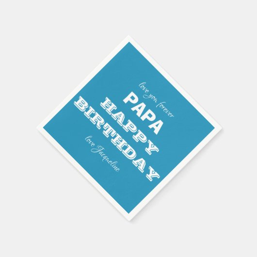 Happy Birthday PAPA Modern Script Name Chic Paper Serviette (Ecke)
