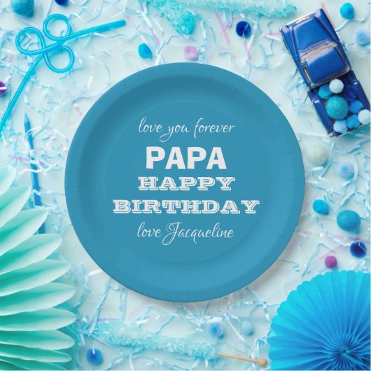 Happy Birthday PAPA Script Name Modern Chic Pappteller (Party)