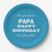 Happy Birthday PAPA Script Name Modern Chic Pappteller (Vorderseite)
