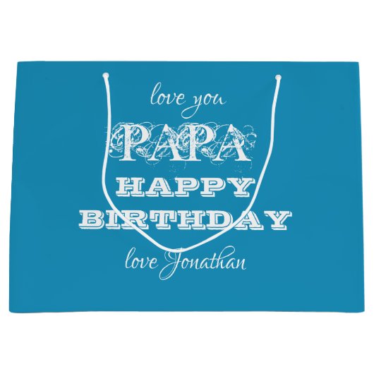 Happy Birthday PAPA Script Name Modern Classic Große Geschenktüte (Vorderseite)