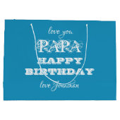 Happy Birthday PAPA Script Name Modern Classic Große Geschenktüte (Rückseite)