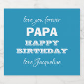Happy Birthday PAPA Script Name Modern Cool Alkoholflaschenetikett (Einzelnes Label)
