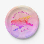 Happy Birthday Papagei Paper Plate Pappteller (Vorderseite)