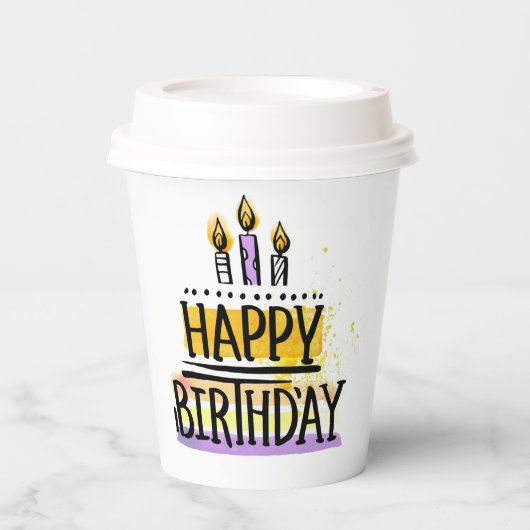 Happy Birthday Paper Cups Pappbecher (Vorderseite)