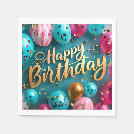 Happy Birthday Paper Napkin Serviette (Vorderseite)