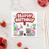 Happy Birthday Paper Napkins, Katzen Serviette (Beispiel)