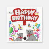 Happy Birthday Paper Napkins, Katzen Serviette (Vorderseite)